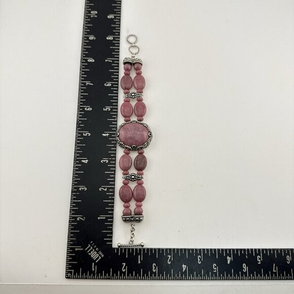 Carolyn Pollack Bracelet Pink Rhodonite Cabochon Oval Bead Sterling Silver 925 - Picture 2 of 11